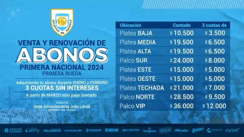 Atlético: venta de Abonos para la 1ª rueda de la Primera Nacional Comienza la venta de Abonos para la primera rueda de la Primera Nacional 2024