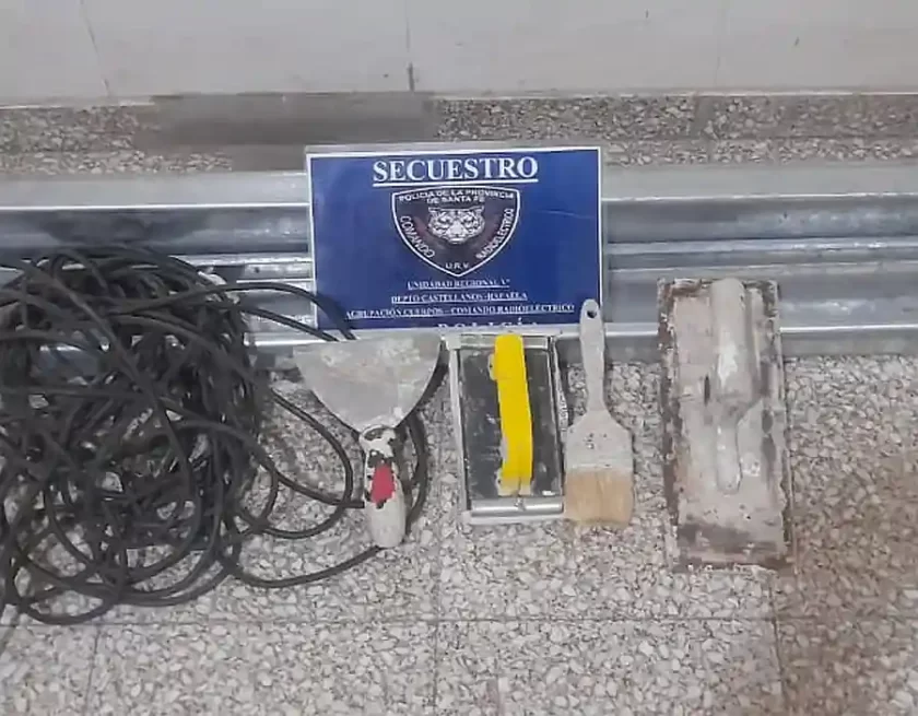 Rafaela: Detención y secuestro tras robo en obra en construcción Rafaela: Detención y secuestro tras robo en obra en construcción