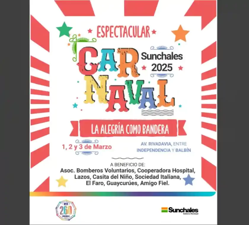 Carnaval de Sunchales 2025: "La alegría como bandera" Carnaval de Sunchales 2025: "La alegría como bandera"