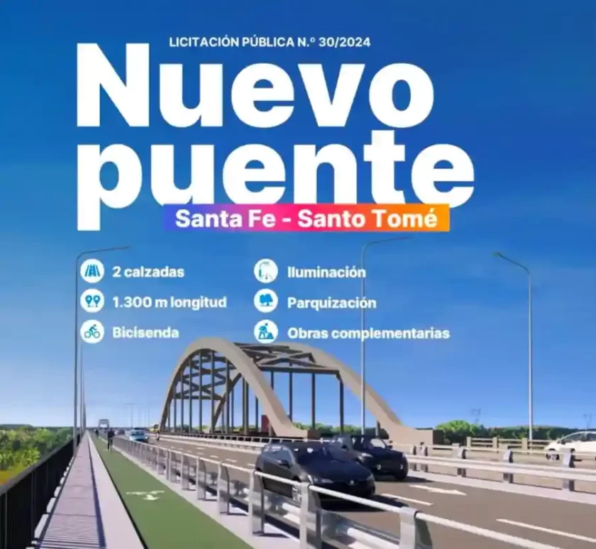 Santa Fe: Confirman el inicio de la obra del nuevo puente carretero entre Santa Fe y Santo Tomé Santa Fe: Confirman el inicio de la obra del nuevo puente carretero entre Santa Fe y Santo Tomé