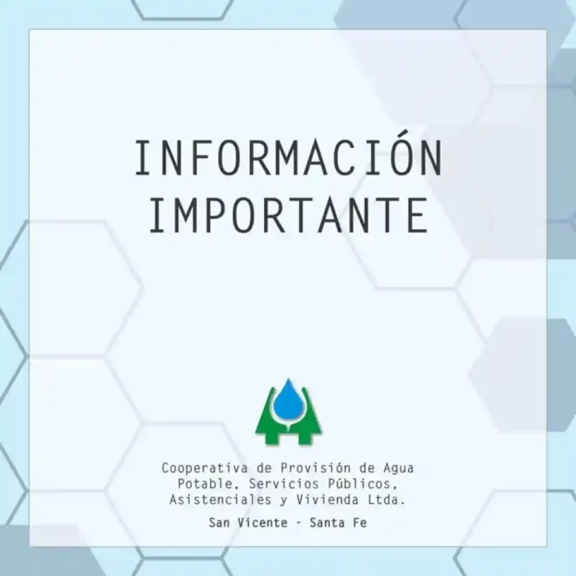 Comunicado de la Cooperativa de Agua Potable de San Vicente Comunicado de la Cooperativa de Agua Potable de San Vicente
