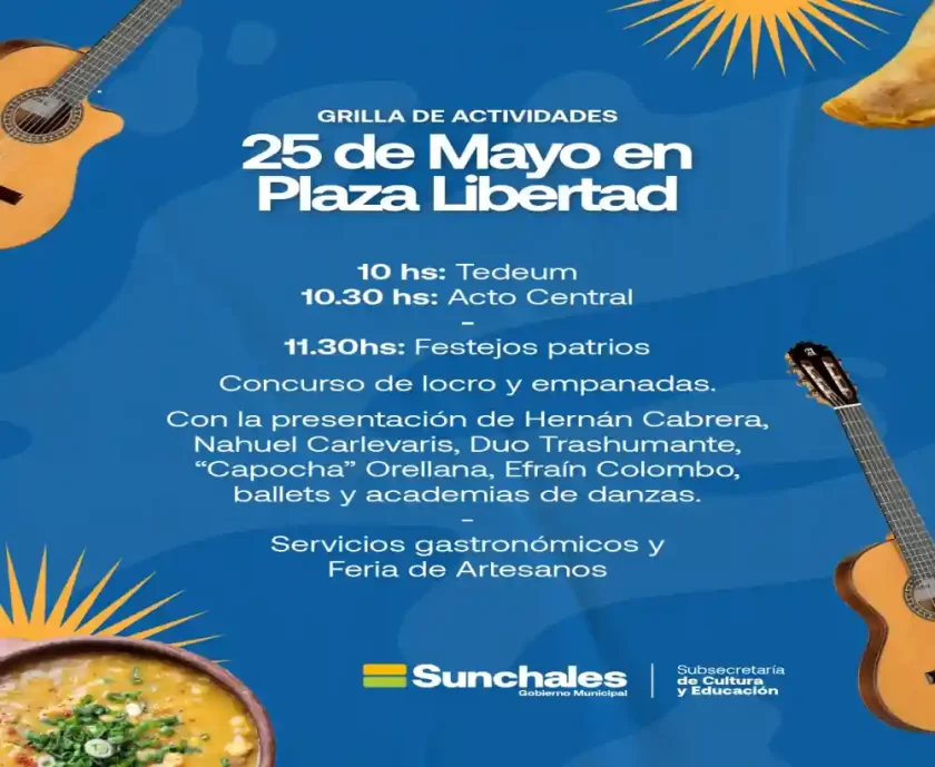 Sunchales se prepara para celebrar el 215° Aniversario de la Revolución de Mayo Sunchales se prepara para celebrar el 215° Aniversario de la Revolución de Mayo