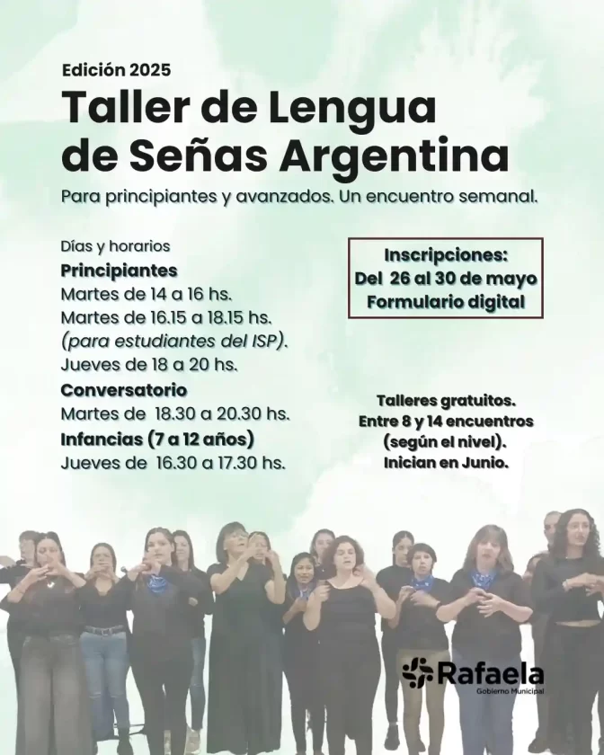 Abren las inscripciones para el taller de Lengua de Señas Argentina Abren las inscripciones para el taller de Lengua de Señas Argentina