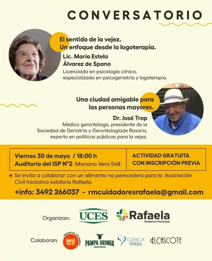 La vejez en el centro del diálogo: expertos compartirán su mirada en Rafaela La vejez en el centro del diálogo: expertos compartirán su mirada en Rafaela