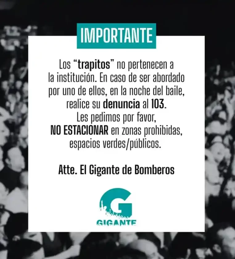 ¡Atención! Bomberos Voluntarios advierten por "Trapitos" ajeno a la Institución en los Bailes del Gigante ¡Atención! Bomberos Voluntarios advierten por "Trapitos" ajeno a la Institución en los Bailes del Gigante