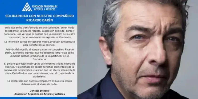 Actores respaldó a Ricardo Darín tras el cruce con Luis Caputo: "No debemos callarnos" Actores respaldó a Ricardo Darín tras el cruce con Luis Caputo: "No debemos callarnos"