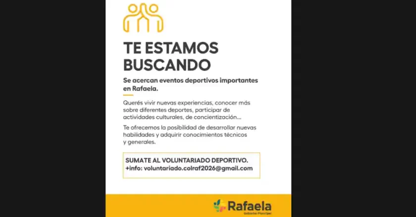 Rafaela lanza una convocatoria para el Voluntariado Deportivo: una oportunidad para vivir grandes eventos