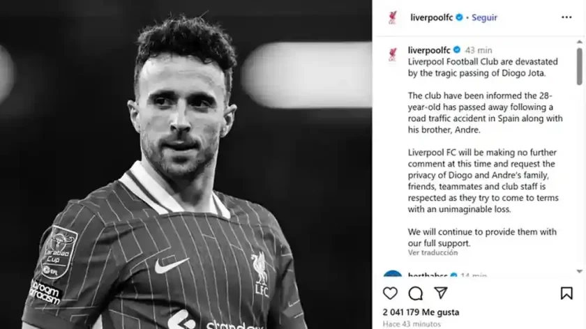 Falleció Diogo Jota, delantero del Liverpool, en un brutal accidente de tránsito en España Falleció Diogo Jota, delantero del Liverpool, en un brutal accidente de tránsito en España